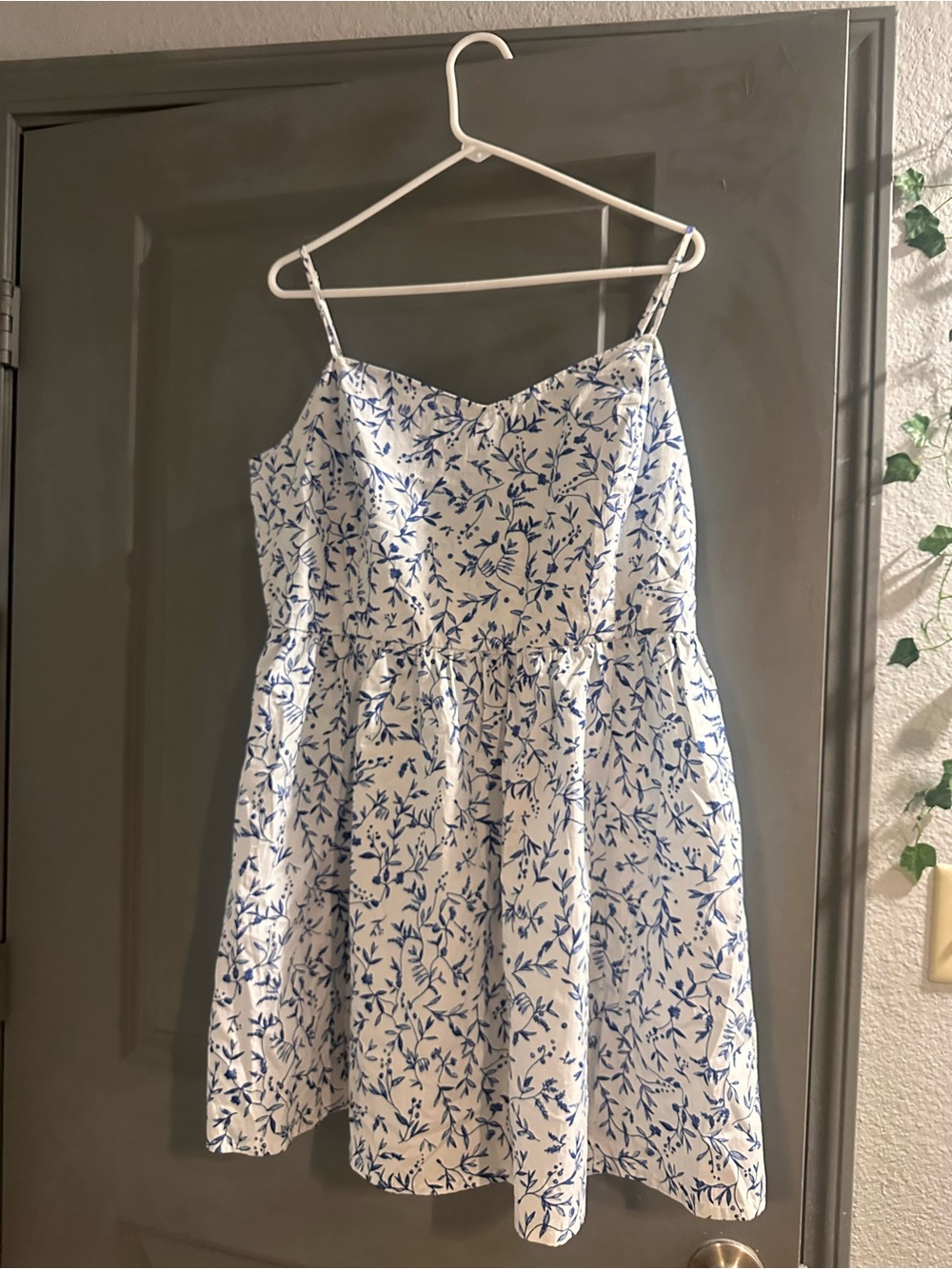 H&M White Dress with Blue Floral Print
